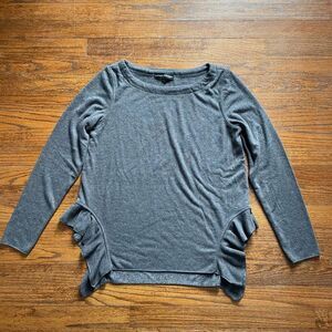 Catherine Malandrino Gray Ruffle Pullover